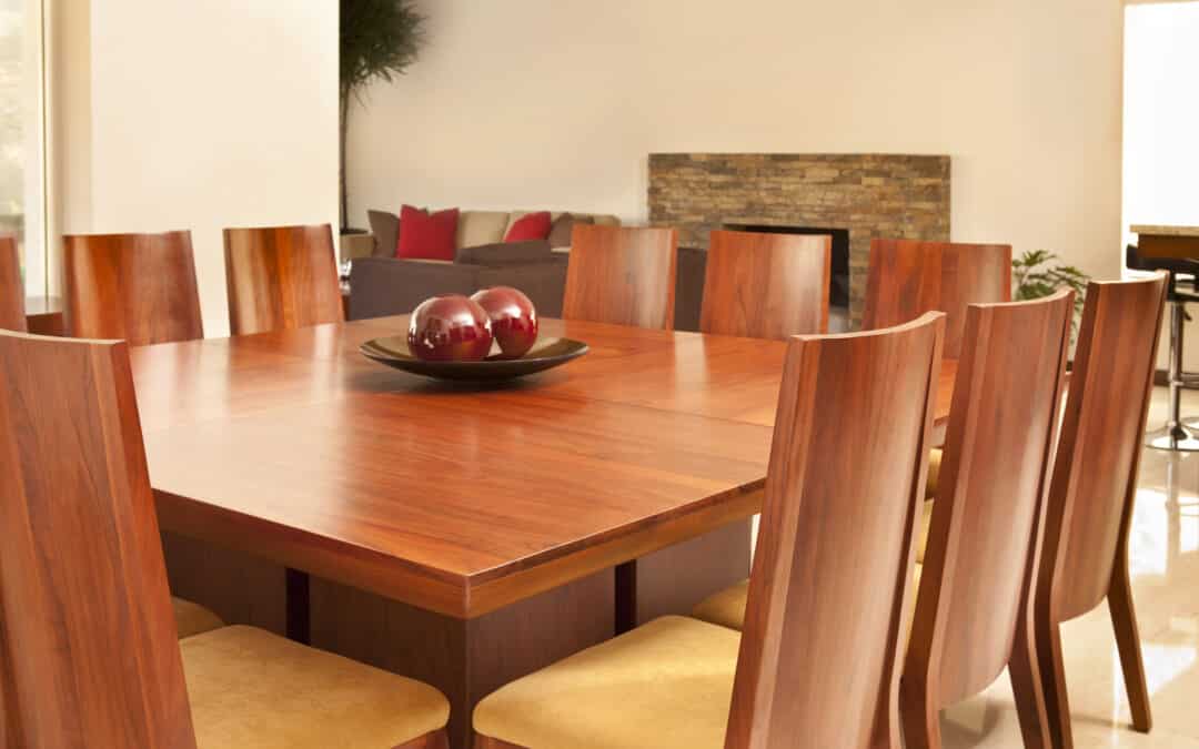 a walnut dining table